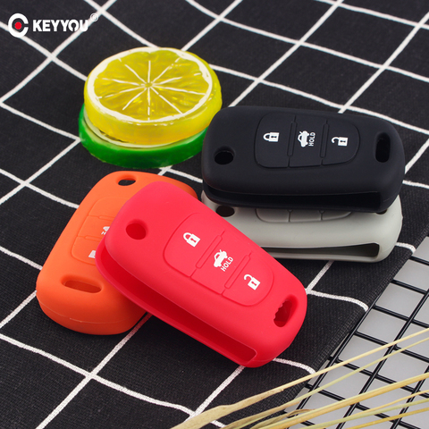 KEYYOU Silicone 3 Button Flip Remote Key Fob Case Cover For for Kia K2 K5 Pro Ceed HYUNDAI i20 i30 i40 SANTA Car Key Cover ► Photo 1/6