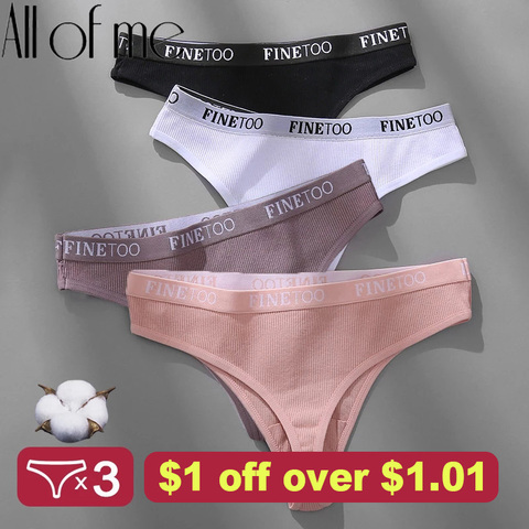3PCS/Set Women's Panties Cotton Lingerie Female Underpants Sexy Briefs Thong G-String Finetoo Design Intimates T-back Pantys ► Photo 1/6