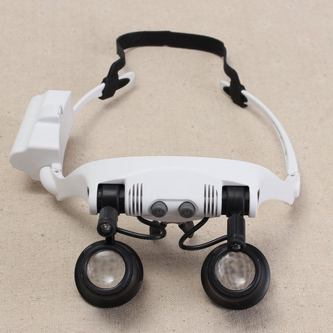 Double Eye Repair Magnifier Loupe Glasses Portable Head Wearing Magnifying Glass 10X 15X 20X 25X LED With 5 Pcs Lenses  LED Lamp ► Photo 1/1