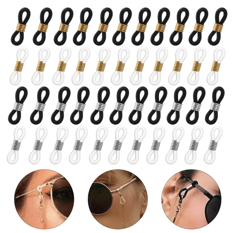 50 PCs Adjustable Anti-Slip Eyeglass Chain Ends Retainer Rubber Glasses Ring Strap Spectacle End Connectors Eyewear Accessories ► Photo 1/6