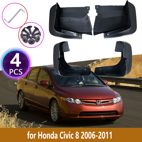4PCS Rear Mudguards For Honda Civic 8 2006 2007 2008 2009 2010 2011 Cladding Splash Mud Flaps Guards Mudflap Protect Accessories ► Photo 1/6