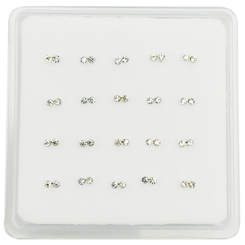 925 Sterling silver nose pin clear crystal nose stud fashion body piercing jewelry 20pcs/pack ► Photo 1/5