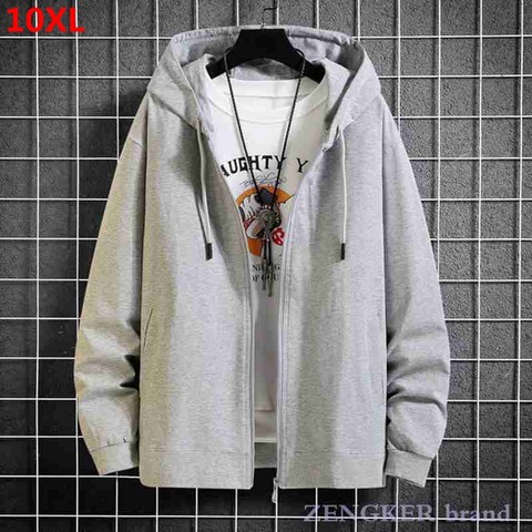 Autumn oversized hoody men's zipper cardigan terry hoodie jacket cardigan 160kg sweatshirt 8XL 9XL 10XL hoodie ► Photo 1/4