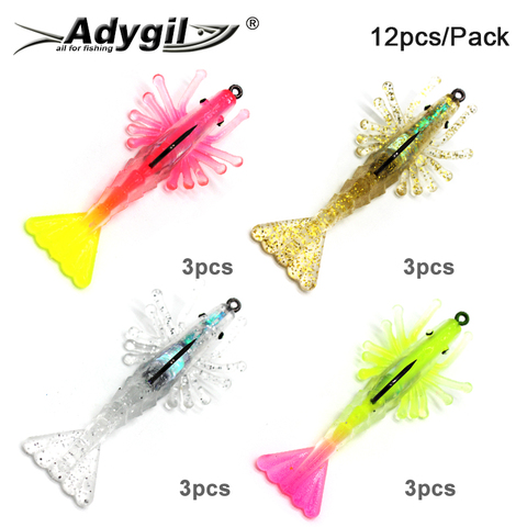 ADYGIL Perfect Sinker Live Shrimp Soft Plastic Lure ADSSL002 12pcs 4 Colors 110mm 12g ► Photo 1/6