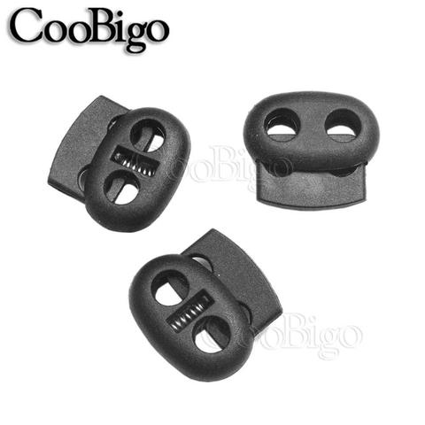10pcs Pack 5mm Hole Plastic Stopper Cord Lock Cord End Bean Toggle Clip Black Apparel Shoelace Backpack Sportswear Accessories ► Photo 1/6