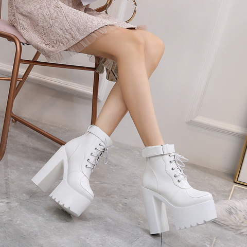 Women's Sexy Autumn Black Boots Platfrom Boot Women Fashion Shoes Thick High Heel Boots Martin Boots14CM winter boots women ► Photo 1/5