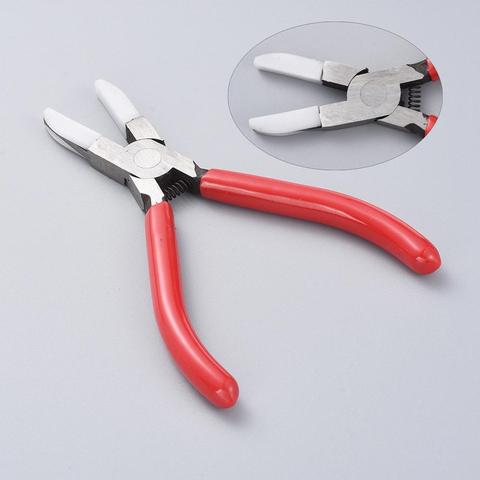 Carbon Steel Jewelry Pliers Red Flat Nose Plier with Cover for Jewelry DIY Making Tools 142x98x8mm ► Photo 1/6