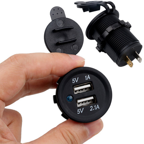12V Dual USB Port Car Charger Socket Plug Cigarette Lighter Outlet For Auto Boat Waterproof Mobile Phone Charging Adapter ► Photo 1/6