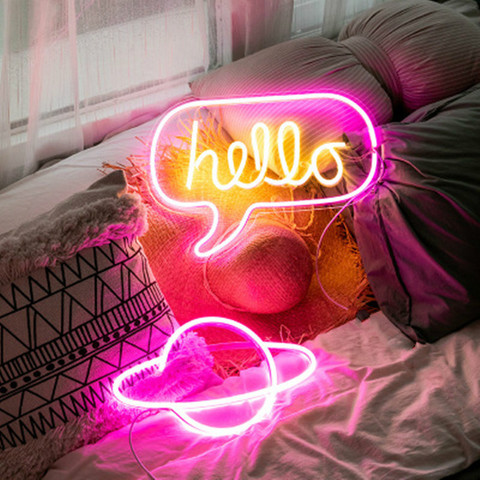 LED Hose Neon Lights Neon Sign Panel Lights Christmas Party Shop Home Wall Decoration 10 Kind Colorful Neon Lamp Love Hello ► Photo 1/5