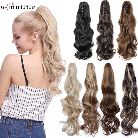 SNOILITE Long Women Synthetic Claw on Ponytail Clip in Pony Tail Hair Extension Curly Style Hairpiece ponytail hair extension ► Photo 1/6