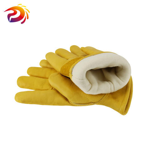 Winter Work Gloves Cowhide Leather Thermal Motorcycle Glove Cold Weather Cotton Lining freezer Working Glove ► Photo 1/6