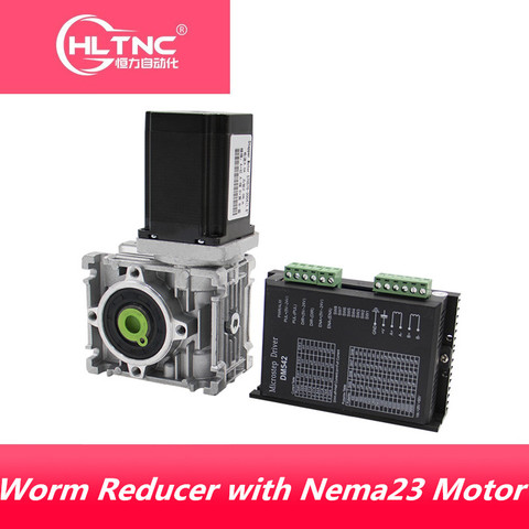 5:1-80:1 Worm Reducer NMRV030 11mm Input Shaft RV030 Worm Gearbox Speed Reducer with NEMA 23 Motor 1.2/2/2.2/3NM driver DM542 ► Photo 1/6
