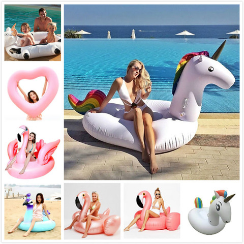 Giant Flower Print Swan Inflatable Float For Adult Pool Party Toys Green Flamingo Ride-On Air Mattress Swimming Ring boia ► Photo 1/6