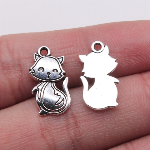 WYSIWYG 10pcs Cute Cat Pendant Charms Diy Jewelry Making Jewelry Finding Antique Silver Color 10x18mm ► Photo 1/3