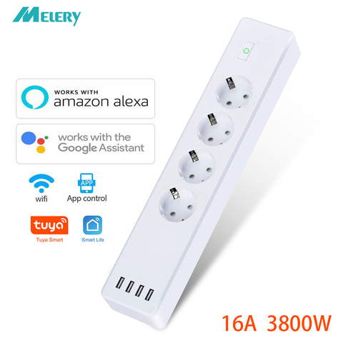Wifi Smart Power Strip Surge Protector 4 EU Plug Outlets Electric Socket with USB App Voice Remote Control by Alexa Google Home ► Photo 1/6