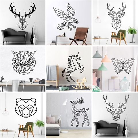 Nordic Geometric Animals Wall Stickers For Home Decor Kids Room Wallpaper Sticker Decorative Vinyl Wall Decals stickers muraux ► Photo 1/5