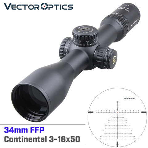 Vector Optics Continental 3-18x50 HD FFP Hunting Riflescope 34mm 1/10MIL Zero Stop 90% Light Optic Rifle Scopes .338 Lapua ► Photo 1/6