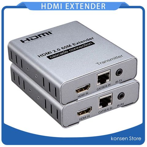 HDMI 2.0 4K @ 60HZ 60M HDMI Extender 1080P 120M By Ethernet RJ45 CAT5e/6 Cat6 Cable Extension With IR Remote Laptop PC DVD TO TV ► Photo 1/6