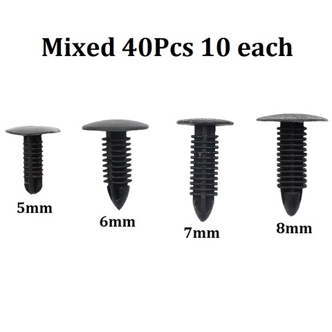 Universal 40PCS Mix Black Plastic Rivet Push in 5mm 6mm 7mm 8mm Car Trunk Roof Trim Panel Fastener Clip ► Photo 1/6