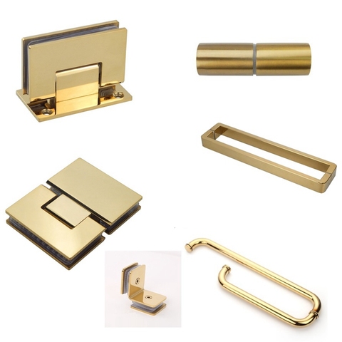 304 Stainless Steel Gold Shower Room Glass Door Handle Glass Door Hinge Glass Clamp Door Clip Bathroom Accessories Hardware ► Photo 1/6