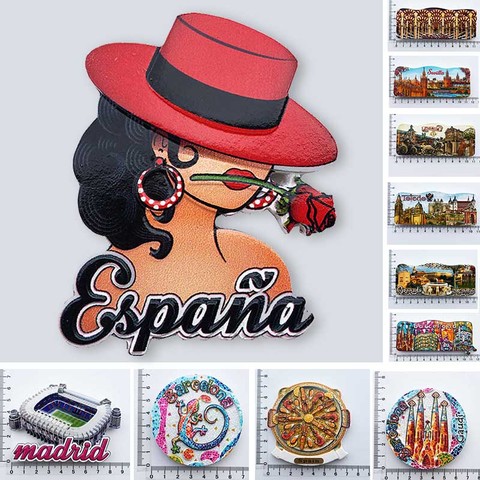 Spain Madrid Fridge Magnets Tourist Souvenir Cordobam Barcelona Sevilla Toledo Magnetic Refrigerator Stickers Collection Gifts ► Photo 1/6