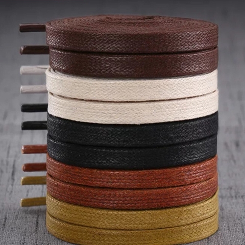 1 Pair Waxed Shoelaces Leather Waterproof Flat Shoe Laces Unisex Boots Shoelace Length 60 80 100 120 140 160 180CM P3 ► Photo 1/6