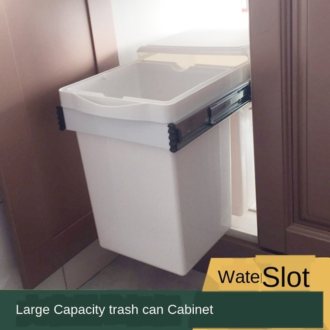 Cabinets pull-out sorting trash can kitchen hidden built-in trash can sink cabinet trash can ► Photo 1/6
