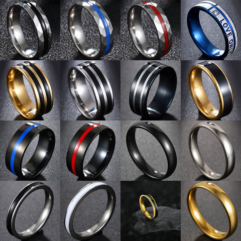 Men's fashion gold ring 6mm 8mm wide oil dripping 316L stainless steel ring women's jewelry Valentine's Day ► Photo 1/6