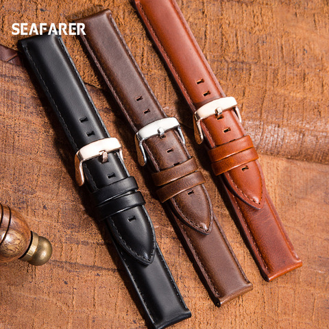 SEAFARER High Quality Genuine Leather Watch Strap 24 22 20 19 18 17 16 14mm Watchband Men's Watch Band For DW Daniel Wellington ► Photo 1/6