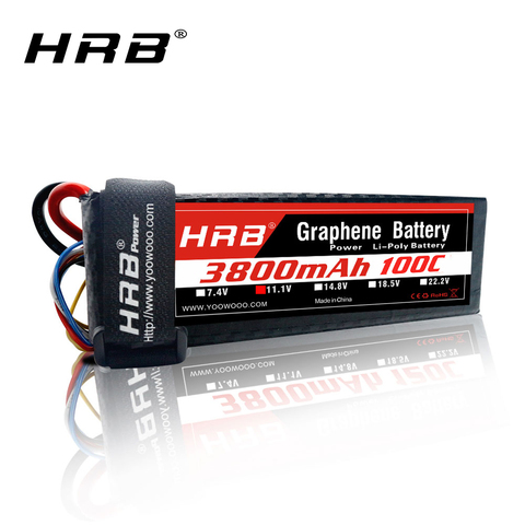 HRB RC lipo battery 2S 3S 4S 5S 6S 3800mah 120C Graphene Battery 7.4V 11.1V 14.8V 18.5V 22.2V Lipo for 1/8 1/10 1/12 RC Cars trx ► Photo 1/6