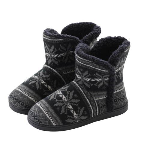 Suihyung Winter Warm Women Boots Knitted Jacquard Soft Plush Home Ankle Boots Large Size Ladies Indoor Floor Shoes Female Botas ► Photo 1/6