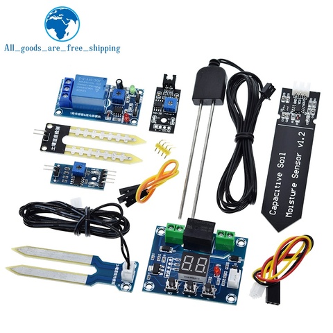 TZT Capacitive Soil Moisture Sensor Module / Soil Humidity Digital Display Relay Control Module Automatic Watering For Arduino ► Photo 1/6