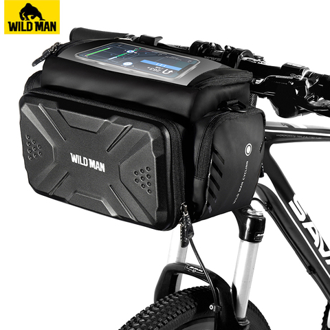 Wild Man Rainproof Bicycle Front Bag Cycling Bag Touch Screen Mountain Bike Handlebar Bag Basket Pannier Storage Capacity 4L ► Photo 1/6