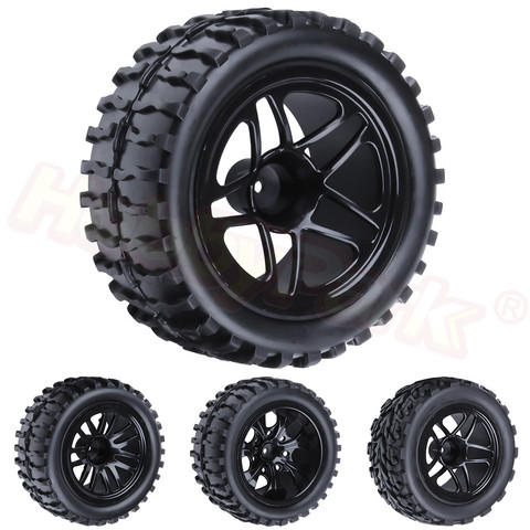 4pcs/Lot Rubber Truck Tires Sponge Inserts & Wheel Rims For RC 1/10 Scale Off Road HSP BRONTOSAURUS Redcat Volcano EPX 4WD Model ► Photo 1/1