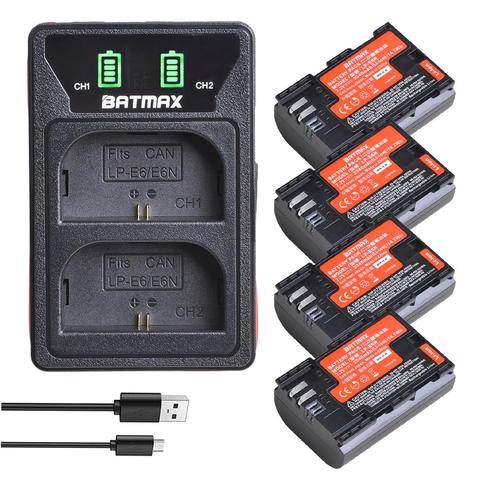 4X 2040mAh LP-E6 LP-E6N LP E6 Battery Japan Cell + LED Built-in USB Charger for Canon 5D Mark II III 7D 60D EOS 6D 70D 80D ► Photo 1/6