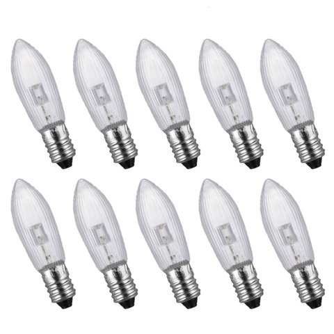 10pcs/pack E10 LED replacement Bulbs Top Candle Fairy Christmas Lights Lamp 10V-55V AC Warm White christmas decor Wholesale ► Photo 1/6