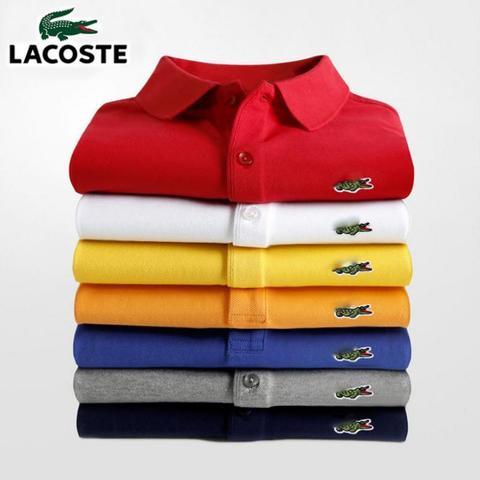 Lacoste Summer Polo Shirt Brand Fashion Cotton Short Sleeve Polo Crocodile Shirts Male Solid Jersey Breathable Tops Tees 2635 ► Photo 1/1