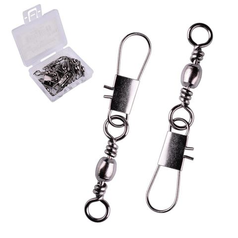 10pcs/Box 3/0# To 14# Stainless steel swivels Fishing Connector Pin Bearing Swivel with Snap Fishhook Lure Tackle Accessories ► Photo 1/6