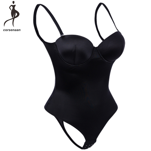 Black Deep V Sexy Women's Underwear Body Shapewear Backless Bodysuit With Adjustable Hooks 950# ► Photo 1/6