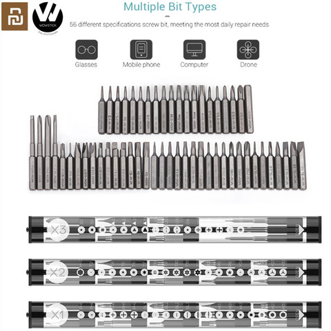 Original  Wowstick Electric Screwdriver X1/X2/X3 56pcs Multi-purpose 4mm S2 Steel Screwdriver Screw Bits Set for xiaomi Mi Mijia ► Photo 1/6