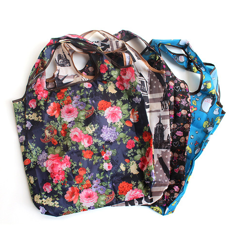 Foldable Shopping Bag Eco-friendly Folding Reusable Portable Shoulder Handbag Waterproof Polyester for Travel Grocery Bags ► Photo 1/6