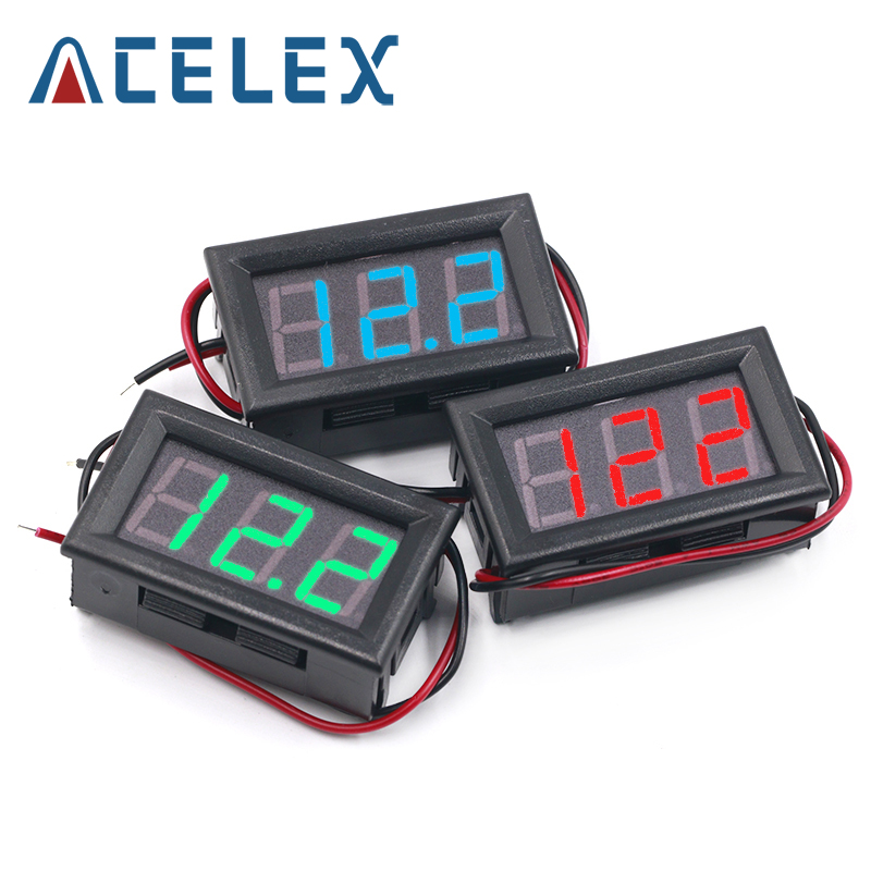 0.28" Red/Blue/Yellow/Green 2/3-Wire Voltmeter LED Display Voltage Panel Meter 