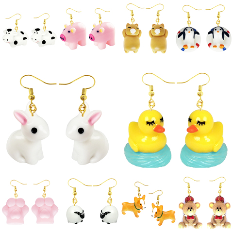 Earring For Women Resin Drop Custom Made Handmade Cute Girls Gift Eardrop Fun Cat Paw Cartoon 3D Animal Rabbit Duck ► Photo 1/6