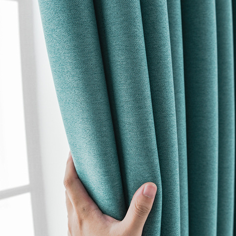 Nordic Thick  blackout double-sided linen curtains for living room bedroom thermal insulation black gray solid  curtain drapes ► Photo 1/6