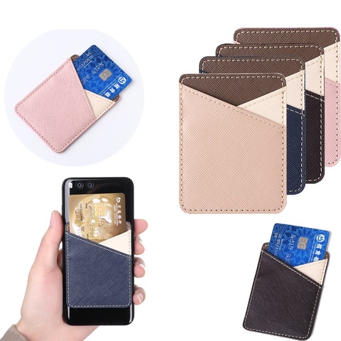 1Pcs New Fashion ID Credit Card Holder Adhesive Sticker Mobile Phone Wallet Pocket Elastic Cellphone Pocket Stick-on Card Bag ► Photo 1/6