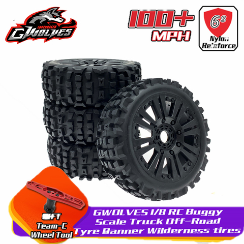 4pc GWOLVES 1/8 RC Buggy Scale Truck Off-Road Tyre Banner Wilderness tires glue wheels Contest practice for 1/8 RC car parts ► Photo 1/6