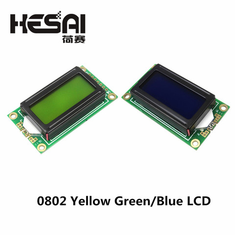 8 x 2 LCD Module 0802 Character Display Screen Blue/Yellow Green ► Photo 1/4