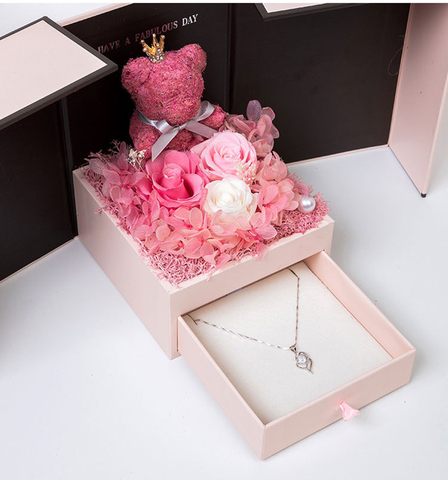 2022 Valentine's Day gift teddy bear rose two door gift box birthday gift girlfriend wife mother's day anniversary Christmas gif ► Photo 1/6