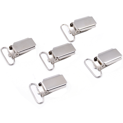 5pcs/lot DIY Suspender Clip Silver Metal Pacifier Clips Unisex Kid Adult Common Clip 25mm Strong smooth ► Photo 1/6