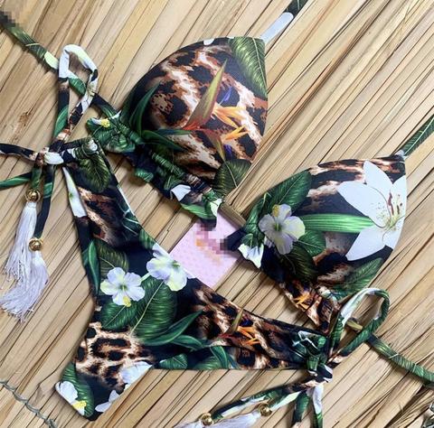 2022 New Bikinis Women Swimsuit Cross Bandage Swimwear Push Up Bikini Set Beach Bathing Suit Brazilian Biquni Print ► Photo 1/6